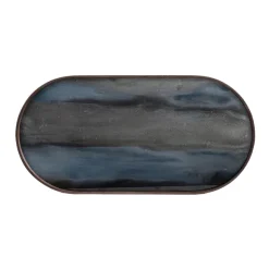 Plateau En Verre Graphite - Organic Glass Oblong - L 71 Cm