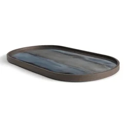 Plateau En Verre Graphite - Organic Glass Oblong - L 71 Cm