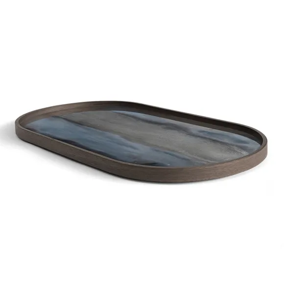 Plateau En Verre Graphite - Organic Glass Oblong - L 71 Cm