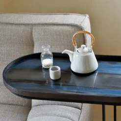 Plateau En Verre Graphite - Organic Glass Oblong - L 71 Cm