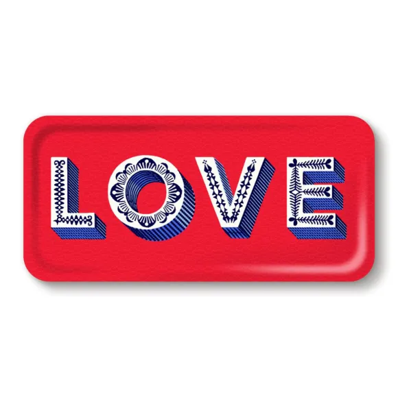 Plateau Love - 32 X 15 Cm - Rouge