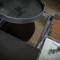 Plateau Miroir Fortement Vieilli Charbon - O 48 Cm