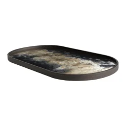Plateau Ovale En Verre Black Organic