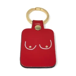 Porte-clés Boobs En Cuir - Rouge