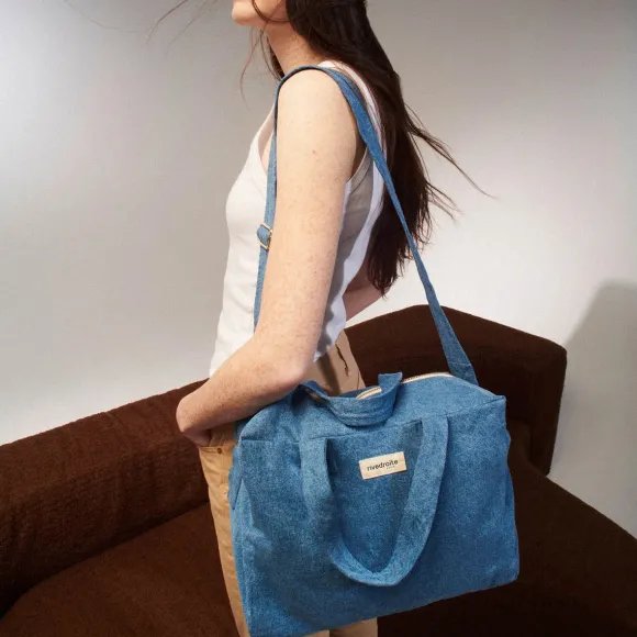 Sac Sauval City Bag En Coton Recycle - Denim Brut