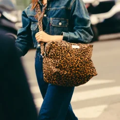 Sac Sauval City Bag En Coton Recycle - Leopard