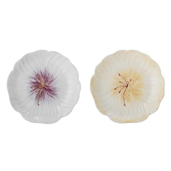 Set De 2 Assiettes Mimosa En Gres - O 21 X 3,5 Cm - Violet & Creme