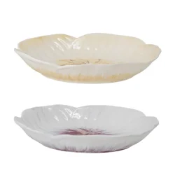 Set De 2 Assiettes Mimosa En Gres - O 21 X 3,5 Cm - Violet & Creme