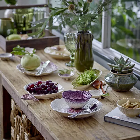 Set De 2 Assiettes Mimosa En Gres - O 21 X 3,5 Cm - Violet & Creme