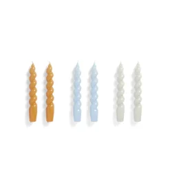 Set De 6 Bougies Spiral - Mandarine/Bleu/Gris