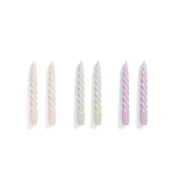 Set De 6 Bougies Twist - Rose/Gris/Lilas