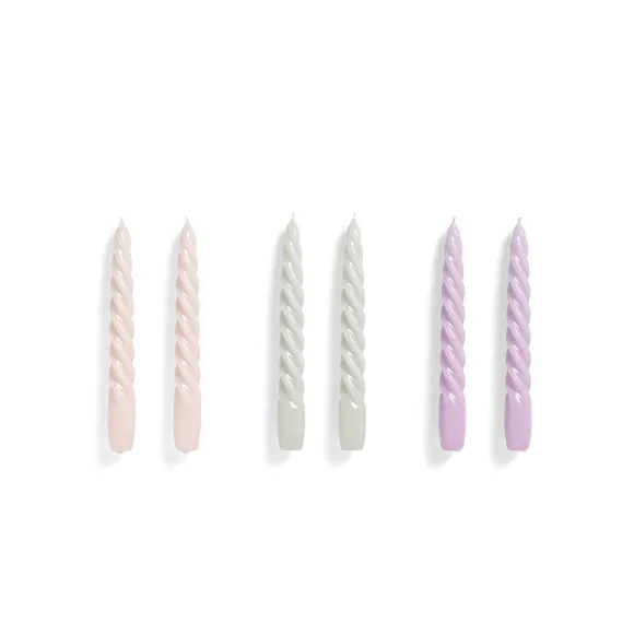 Set De 6 Bougies Twist - Rose/Gris/Lilas