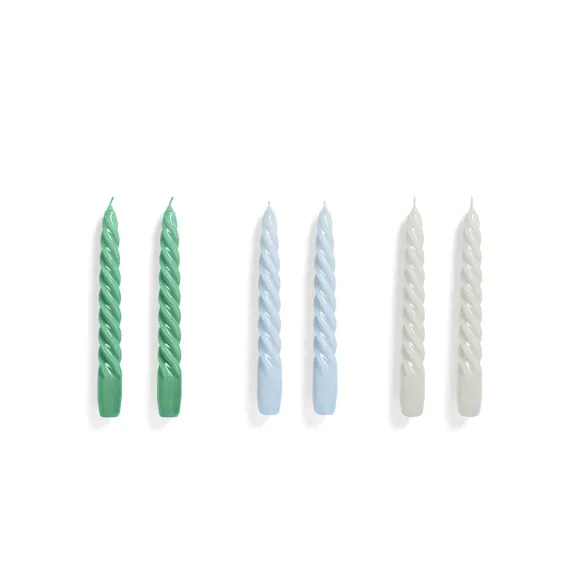 Set De 6 Bougies Twist - Vert/Bleu/Gris