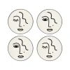 Set De 4 Dessous De Verre Face Blanc