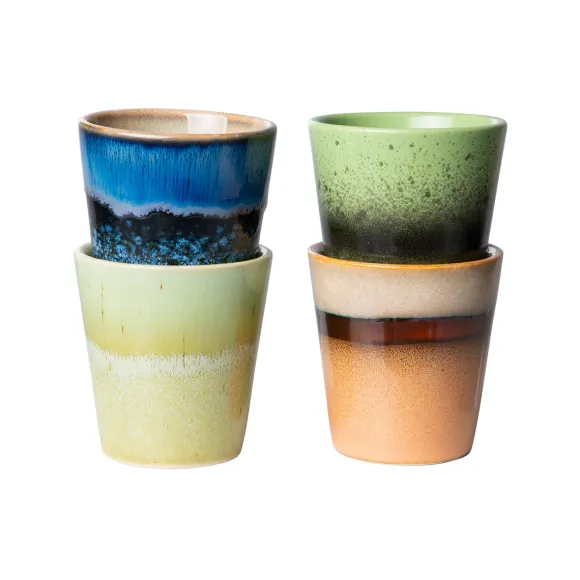 Set De 4 Mugs Ristretto Calypso 70'S En Ceramique