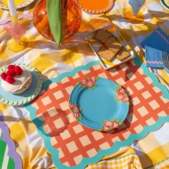 Set De Table Biscotti A Carreaux - 38 Cm X 48 Cm -Rouge & Bleu