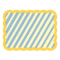 Set De Table Biscotti A Rayures - 38 Cm X 48 Cm - Bleu & Jaune