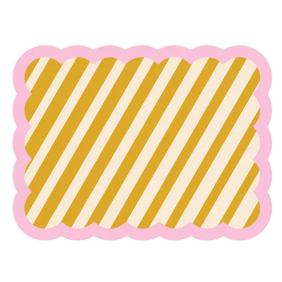 Set De Table Biscotti A Rayures - 38 Cm X 48 Cm - Ocre & Rose