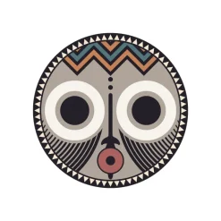 Set De Table Masque Africain Asaro En Vinyle - O 38 Cm - Multi