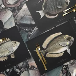 Set De Table Rectangle Poisson Mystery En Vinyle - 33 X 45 Cm - Noir