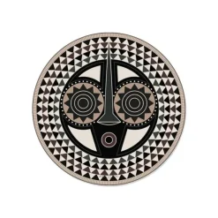 Set De Table Rond Masque Africain Doupa En Vinyle - O 38 Cm