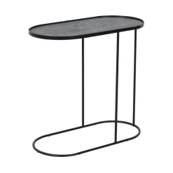 Table A Plateau Oblong En Metal Et Bois - L 69 Cm