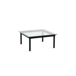 Table Basse Kofi Chene Massif Noir & Verre Clair - L 80 X L 80 X H 36 Cm