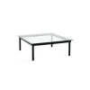 Table Basse Kofi Chene Massif Noir & Verre Clair - L 100 X L 100 X H 36 Cm