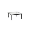 Table Basse Kofi Chene Massif Noir & Verre Roseau Clair - L 80 X L 80 X H 36 Cm