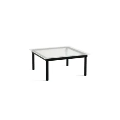 Table Basse Kofi Chene Massif Noir & Verre Roseau Clair - L 80 X L 80 X H 36 Cm