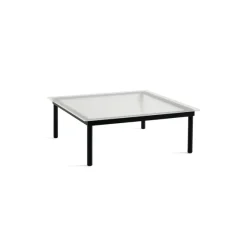 Table Basse Kofi Chene Massif Noir & Verre Roseau Clair - L 100 X L 100 X H 36 Cm