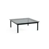 Table Basse Kofi Chene Massif Noir & Verre Teinte Gris - L 100 X L 100 X H 36 Cm