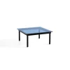 Table Basse Kofi Chene Massif Noir & Verre Teinte Bleu - L 80 X L 80 X H 36 Cm