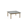 Table Basse Kofi Chene Massif & Verre Teinte Gris - L 80 X L 80 X H 36 Cm