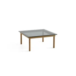 Table Basse Kofi Chene Massif & Verre Teinte Gris - L 80 X L 80 X H 36 Cm