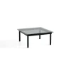 Table Basse Kofi Chene Massif Noir & Verre Teinte Gris - L 80 X L 80 X H 36 Cm