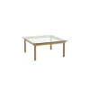 Table Basse Kofi Chene Massif & Verre Clair - L 80 X L 80 X H 36 Cm