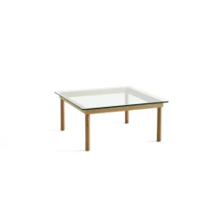 Table Basse Kofi Chene Massif & Verre Clair - L 80 X L 80 X H 36 Cm