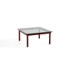 Table Basse Kofi Chene Massif Rouge Grange & Verre Teinte Gris - L 80 X L 80 X H 36 Cm