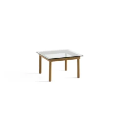 Table Basse Kofi Chene Massif & Verre Clair - L 60 X L 60 X H 36 Cm
