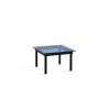 Table Basse Kofi Chene Massif Noir & Verre Teinte Bleu - L 60 X L 60 X H 36 Cm