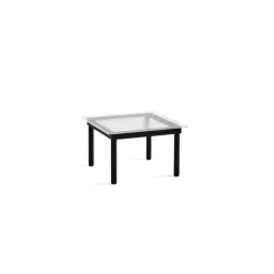 Table Basse Kofi Chene Massif Noir & Verre Roseau Clair - L 60 X L 60 X H 36 Cm