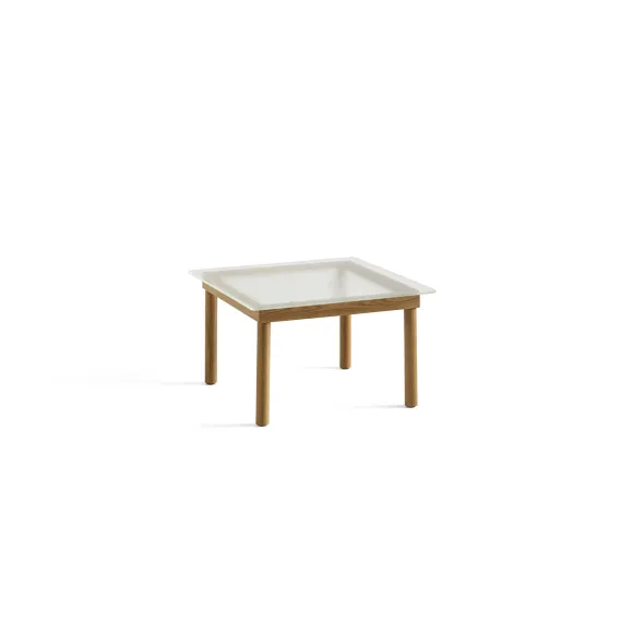 Table Basse Kofi Chene Massif & Verre Roseau Transparent - L 60 X L 60 X H 36 Cm