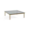 Table Basse Kofi Chene Massif & Verre Teinte Gris - L 120 X L 120 X H 36 Cm