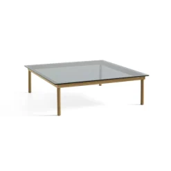 Table Basse Kofi Chene Massif & Verre Teinte Gris - L 120 X L 120 X H 36 Cm