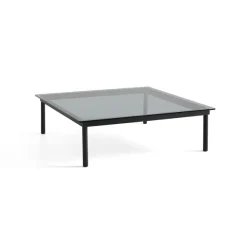 Table Basse Kofi Chene Massif Noir & Verre Teinte Gris - L 120 X L 120 X H 36 Cm
