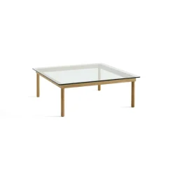 Table Basse Kofi Chene Massif & Verre Clair - L 100 X L 100 X H 36 Cm