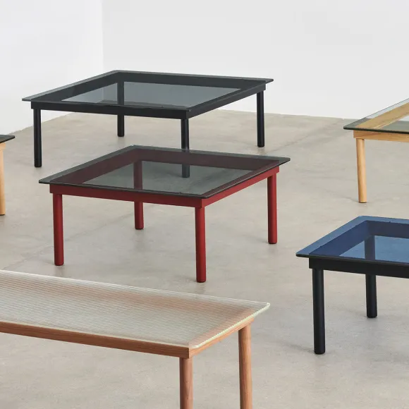 Table Basse Kofi Chene Massif & Verre Teinte Gris - L 140 X L 50 X H 36 Cm