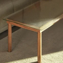 Table Basse Kofi Chene Massif & Verre Clair - L 80 X L 80 X H 36 Cm