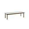 Table Basse Kofi Noyer Massif & Verre Clair - L 140 X L 50 X H 36 Cm